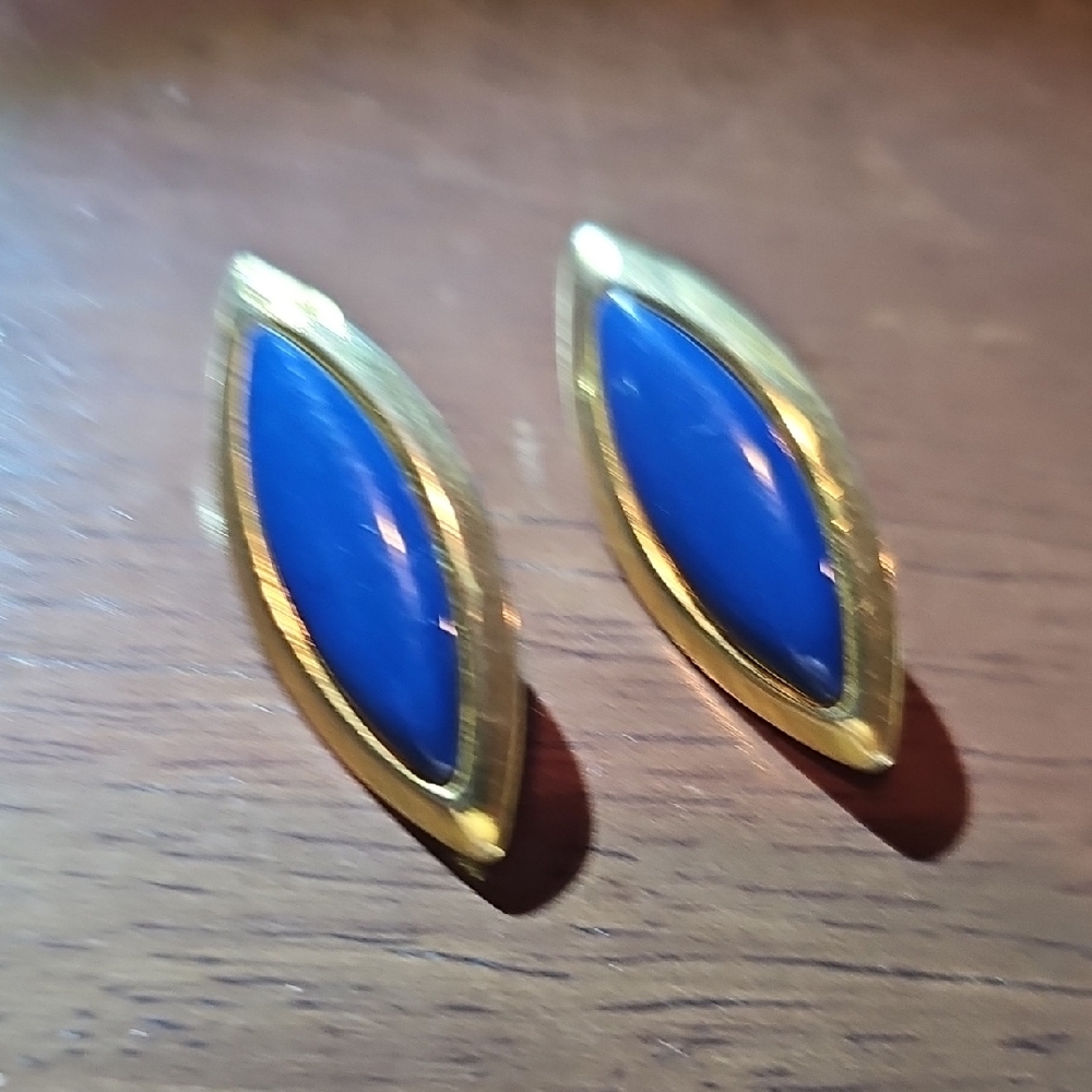 Elegant Gold and Blue Earrings